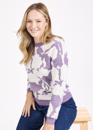 Mudflower Floral Silhouette Fluffy Jumper